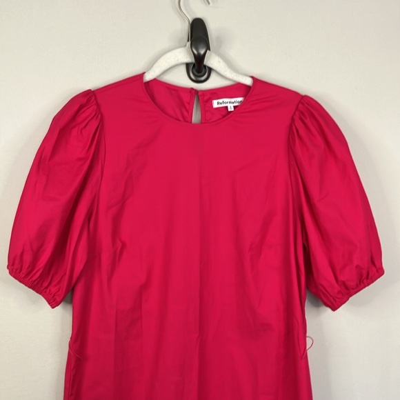 Reformation Rita pink puff sleeve midi dress - Picture 4 of 10